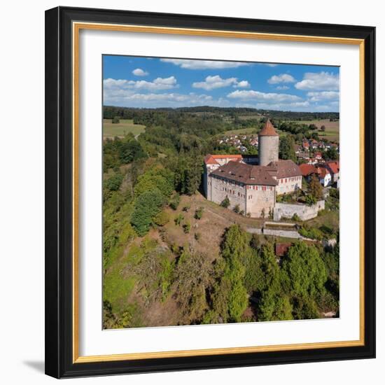 Aerial of Reichenberg Castle, Oppenweiler, Swabian-Franconian Forest Nature Park, Baden-Wurttemberg-Markus Lange-Framed Photographic Print