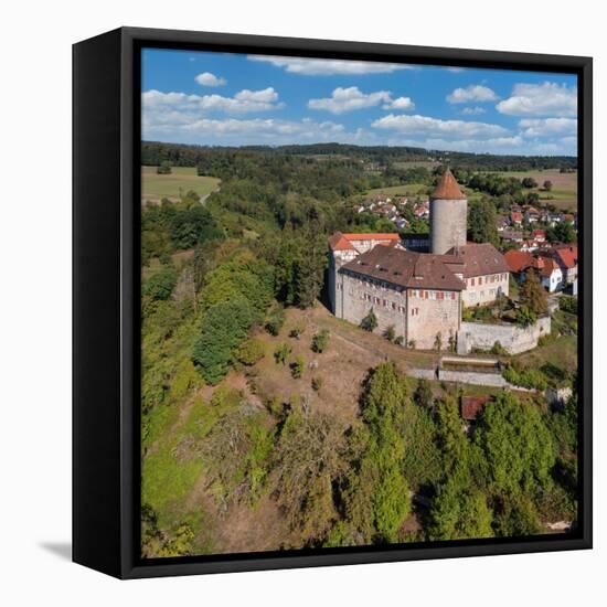 Aerial of Reichenberg Castle, Oppenweiler, Swabian-Franconian Forest Nature Park, Baden-Wurttemberg-Markus Lange-Framed Premier Image Canvas