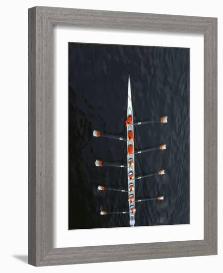 Aerial of Rowing Crew in Motion-Stuart Westmorland-Framed Photographic Print