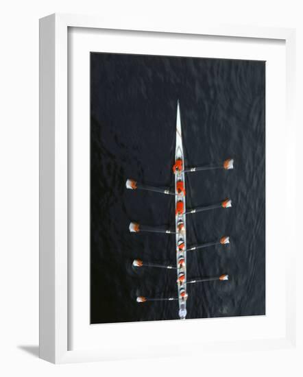 Aerial of Rowing Crew in Motion-Stuart Westmorland-Framed Photographic Print