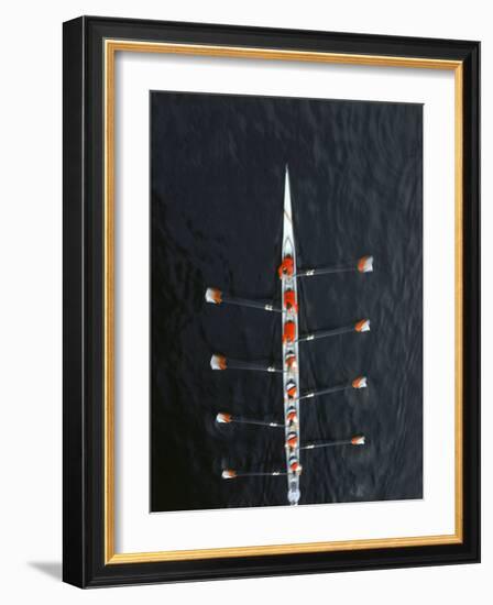 Aerial of Rowing Crew in Motion-Stuart Westmorland-Framed Photographic Print