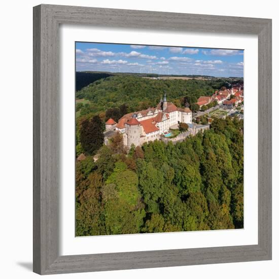 Aerial of Schloss Langenburg, Langenburg, Hohenlohe, Baden-WALrttemberg, Germany, Europe-Markus Lange-Framed Photographic Print