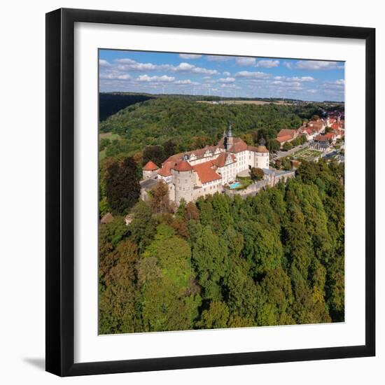 Aerial of Schloss Langenburg, Langenburg, Hohenlohe, Baden-WALrttemberg, Germany, Europe-Markus Lange-Framed Photographic Print
