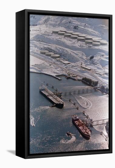 Aerial of Ships Docked in Port of Valdez-null-Framed Premier Image Canvas