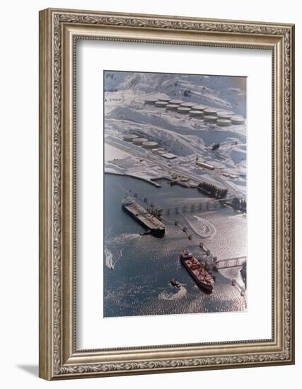 Aerial of Ships Docked in Port of Valdez-null-Framed Photographic Print