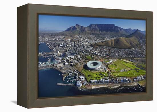 Aerial of Stadium, Golf Club, Table Mountain, Cape Town, South Africa-David Wall-Framed Premier Image Canvas