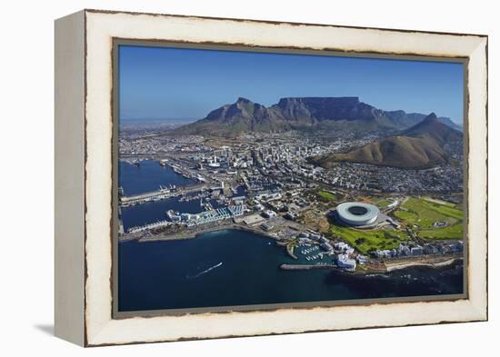 Aerial of Stadium,Waterfront, Table Mountain, Cape Town, South Africa-David Wall-Framed Premier Image Canvas