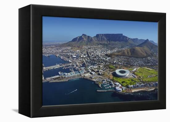 Aerial of Stadium,Waterfront, Table Mountain, Cape Town, South Africa-David Wall-Framed Premier Image Canvas