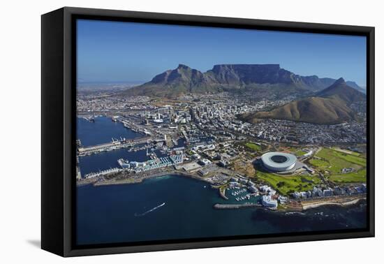 Aerial of Stadium,Waterfront, Table Mountain, Cape Town, South Africa-David Wall-Framed Premier Image Canvas