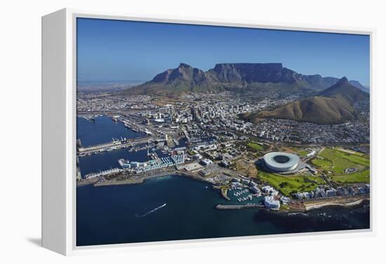 Aerial of Stadium,Waterfront, Table Mountain, Cape Town, South Africa-David Wall-Framed Premier Image Canvas