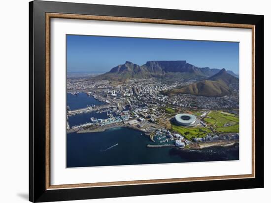 Aerial of Stadium,Waterfront, Table Mountain, Cape Town, South Africa-David Wall-Framed Photographic Print