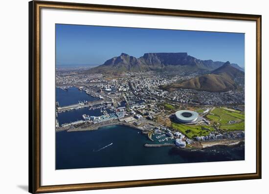 Aerial of Stadium,Waterfront, Table Mountain, Cape Town, South Africa-David Wall-Framed Photographic Print