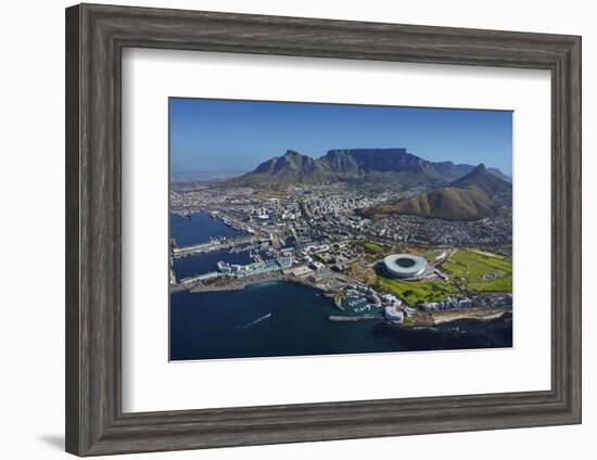 Aerial of Stadium,Waterfront, Table Mountain, Cape Town, South Africa-David Wall-Framed Photographic Print