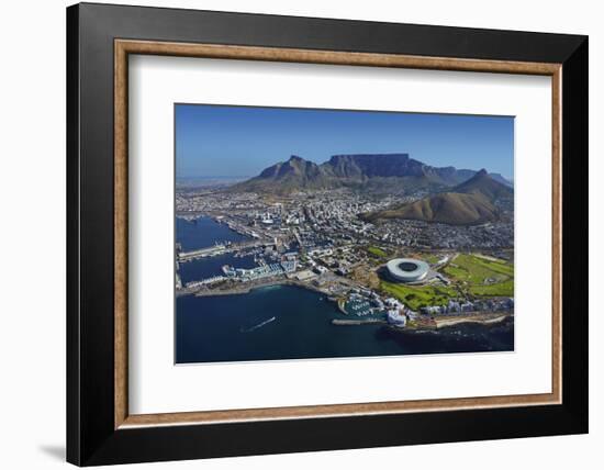 Aerial of Stadium,Waterfront, Table Mountain, Cape Town, South Africa-David Wall-Framed Photographic Print