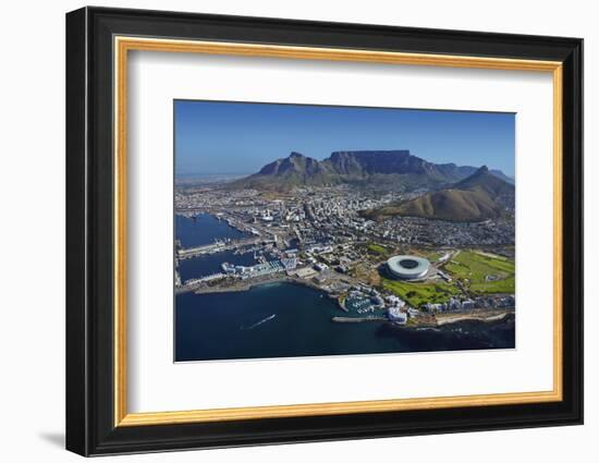 Aerial of Stadium,Waterfront, Table Mountain, Cape Town, South Africa-David Wall-Framed Photographic Print