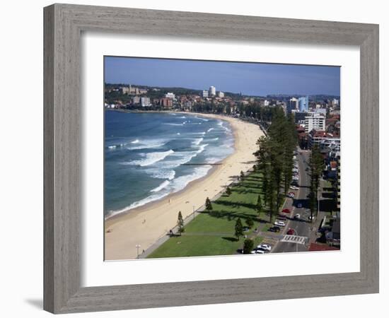 Aerial of the Beach and Road at Manly, Sydney, New South Wales, Australia, Pacific-Dominic Harcourt-webster-Framed Photographic Print