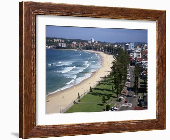 Aerial of the Beach and Road at Manly, Sydney, New South Wales, Australia, Pacific-Dominic Harcourt-webster-Framed Photographic Print