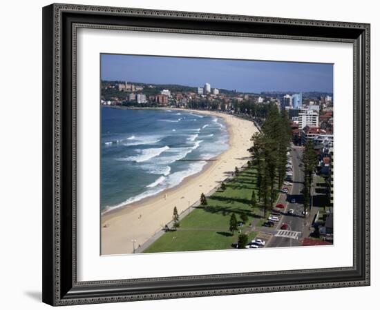 Aerial of the Beach and Road at Manly, Sydney, New South Wales, Australia, Pacific-Dominic Harcourt-webster-Framed Photographic Print