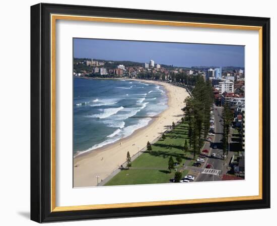 Aerial of the Beach and Road at Manly, Sydney, New South Wales, Australia, Pacific-Dominic Harcourt-webster-Framed Photographic Print