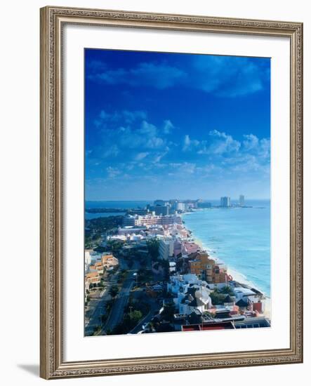 Aerial of the Beaches of Cancun, Mexico-Peter Adams-Framed Photographic Print