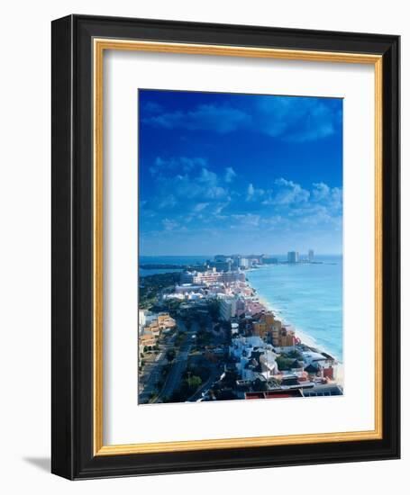 Aerial of the Beaches of Cancun, Mexico-Peter Adams-Framed Photographic Print