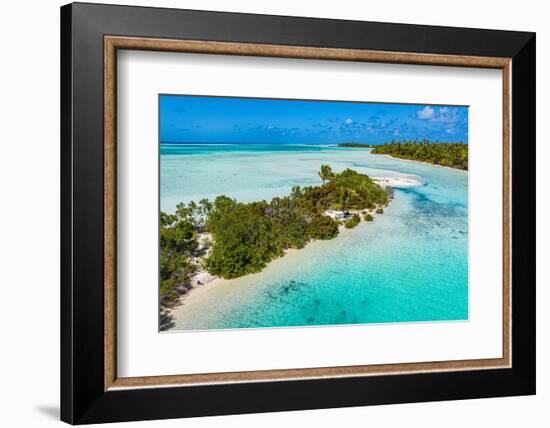 Aerial of the blue lagoon, Fakarava, Tuamotu archipelago, French Polynesia-Michael Runkel-Framed Photographic Print