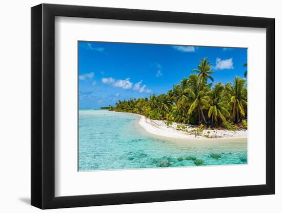 Aerial of the blue lagoon, Fakarava, Tuamotu archipelago, French Polynesia-Michael Runkel-Framed Photographic Print