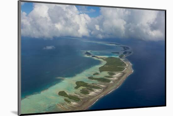 Aerial of the blue lagoon in Rangiroa, Tuamotus, French Polynesia, Pacific-Michael Runkel-Mounted Photographic Print