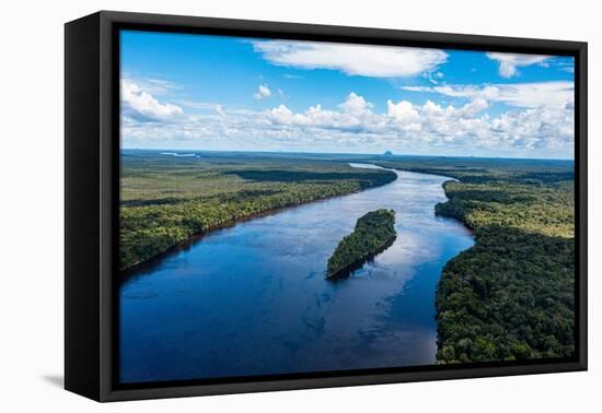 Aerial of the Casiquiare River in the deep south of Venezuela-Michael Runkel-Framed Premier Image Canvas