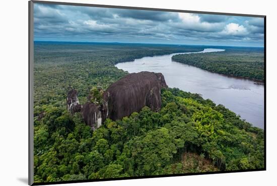 Aerial of the Curimacare Rock on the Casiquiare River in the deep south of Venezuela-Michael Runkel-Mounted Photographic Print