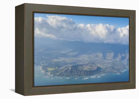 Aerial of the Diamond Head and Oahu, Hawaii-Michael-Framed Premier Image Canvas