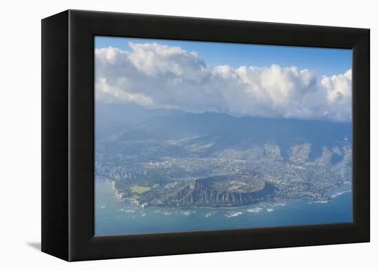 Aerial of the Diamond Head and Oahu, Hawaii-Michael-Framed Premier Image Canvas