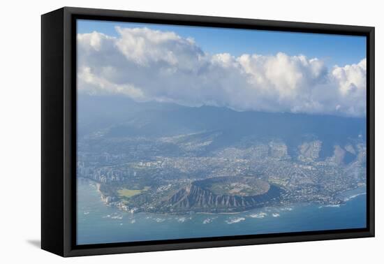 Aerial of the Diamond Head and Oahu, Hawaii-Michael-Framed Premier Image Canvas