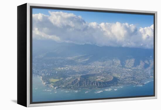 Aerial of the Diamond Head and Oahu, Hawaii-Michael-Framed Premier Image Canvas