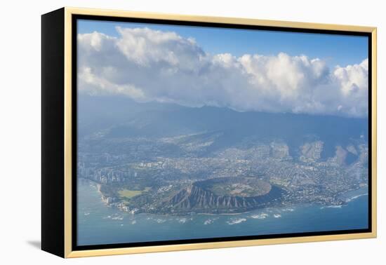 Aerial of the Diamond Head and Oahu, Hawaii-Michael-Framed Premier Image Canvas