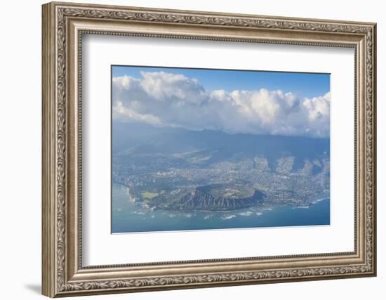 Aerial of the Diamond Head and Oahu, Hawaii-Michael-Framed Photographic Print