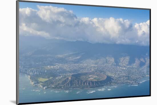 Aerial of the Diamond Head and Oahu, Hawaii-Michael-Mounted Photographic Print