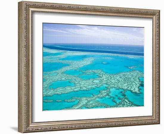 Aerial of the Great Barrier Reef, Whitsunday Coast, Queensland, Australia-Walter Bibikow-Framed Photographic Print