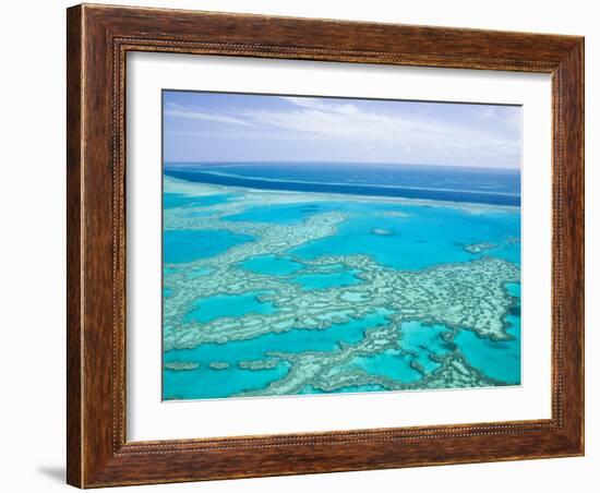 Aerial of the Great Barrier Reef, Whitsunday Coast, Queensland, Australia-Walter Bibikow-Framed Photographic Print