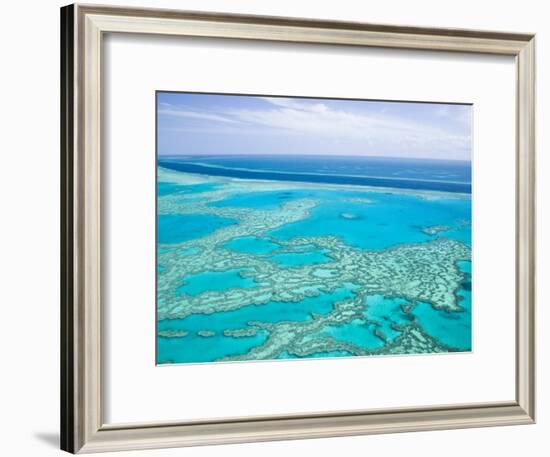 Aerial of the Great Barrier Reef, Whitsunday Coast, Queensland, Australia-Walter Bibikow-Framed Photographic Print