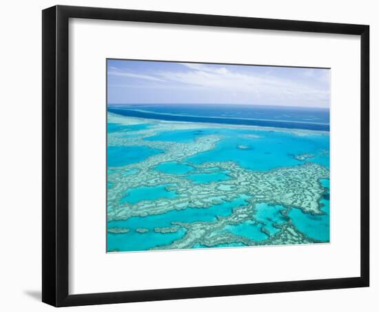 Aerial of the Great Barrier Reef, Whitsunday Coast, Queensland, Australia-Walter Bibikow-Framed Photographic Print