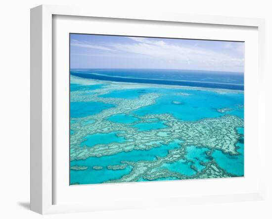 Aerial of the Great Barrier Reef, Whitsunday Coast, Queensland, Australia-Walter Bibikow-Framed Photographic Print