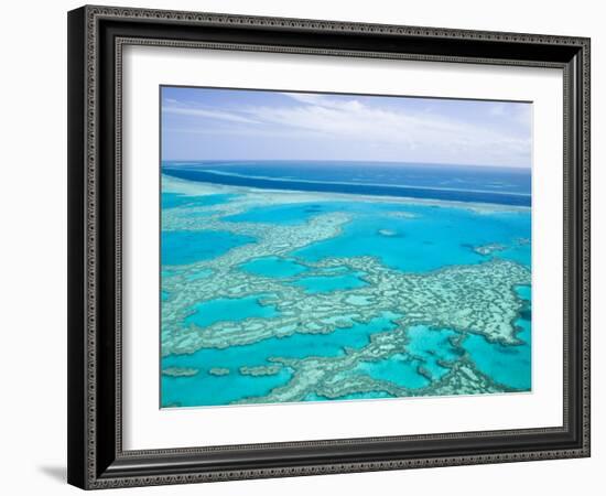 Aerial of the Great Barrier Reef, Whitsunday Coast, Queensland, Australia-Walter Bibikow-Framed Photographic Print