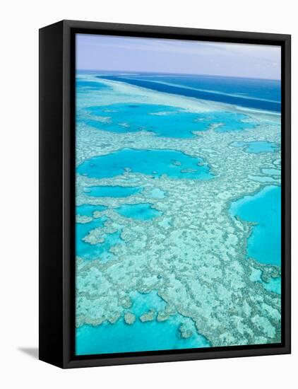 Aerial of the Great Barrier Reef, Whitsunday Coast, Queensland, Australia-Walter Bibikow-Framed Premier Image Canvas