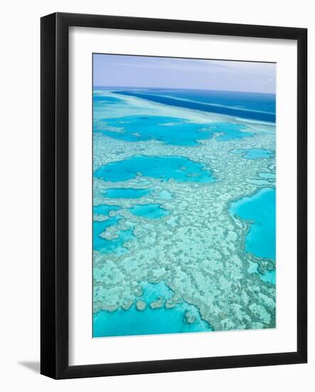 Aerial of the Great Barrier Reef, Whitsunday Coast, Queensland, Australia-Walter Bibikow-Framed Photographic Print