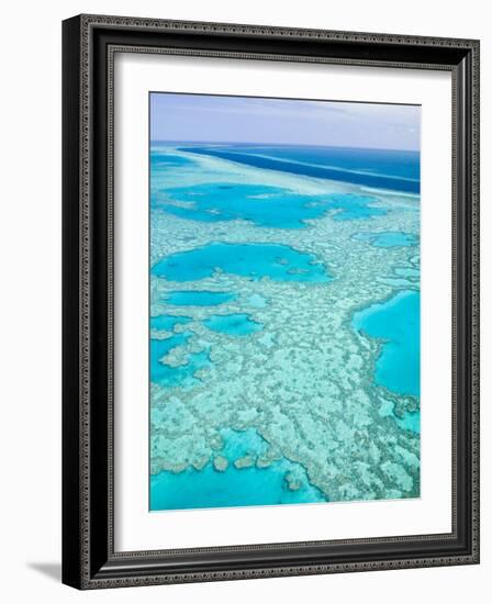 Aerial of the Great Barrier Reef, Whitsunday Coast, Queensland, Australia-Walter Bibikow-Framed Photographic Print