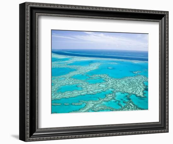 Aerial of the Great Barrier Reef, Whitsunday Coast, Queensland, Australia-Walter Bibikow-Framed Photographic Print