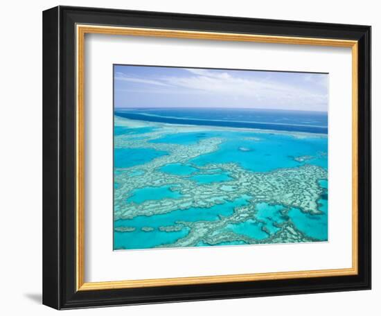 Aerial of the Great Barrier Reef, Whitsunday Coast, Queensland, Australia-Walter Bibikow-Framed Photographic Print