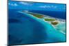 Aerial of the Ile aux Recifs, Rangiroa atoll, Tuamotus, French Polynesia-Michael Runkel-Mounted Photographic Print