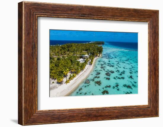 Aerial of the lagoon of Fakarava, Tuamotu archipelago, French Polynesia-Michael Runkel-Framed Photographic Print